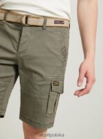 odzież Alcott bawełniane bermudy cargo z płóciennym paskiem ky2 kaky średni mężczyźni 2TXFF6926 - Image 2