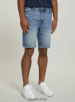 odzież Alcott Bermudy o dopasowanym kroju z elastycznego denimu d004 średni jasnoniebieski mężczyźni 2TXFF6999 - Image 3