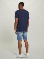 odzież Alcott Bermudy o dopasowanym kroju z elastycznego denimu d004 średni jasnoniebieski mężczyźni 2TXFF6999 - Image 4