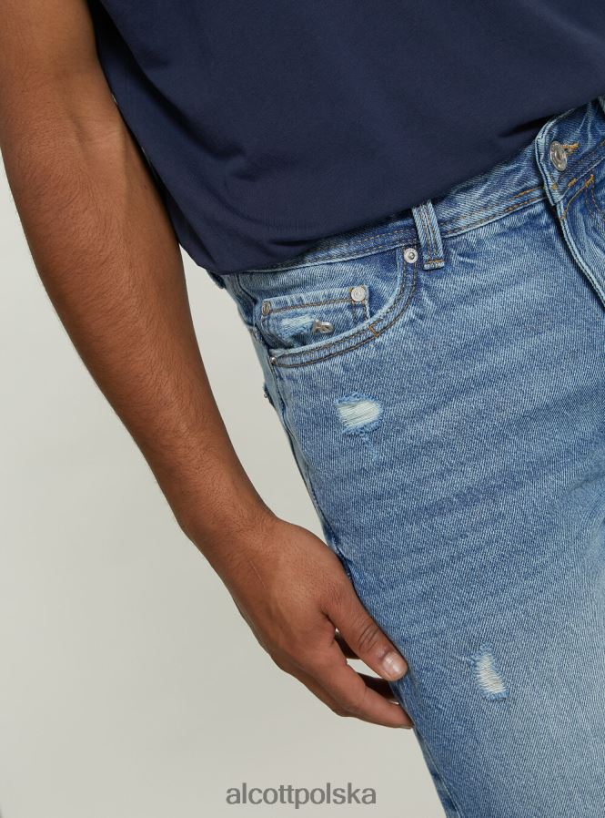 odzież Alcott Bermudy o dopasowanym kroju z elastycznego denimu d004 średni jasnoniebieski mężczyźni 2TXFF6999 - Image 5