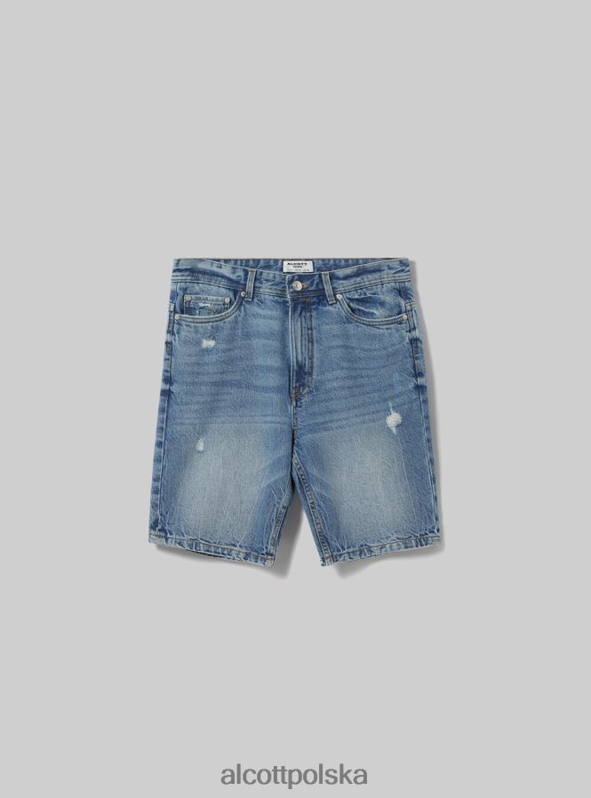odzież Alcott Bermudy o dopasowanym kroju z elastycznego denimu d004 średni jasnoniebieski mężczyźni 2TXFF6999 - Image 6