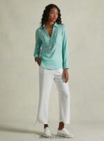 odzież Alcott blusa w puro lino wh2 biały kobiety 2TXFF6223 - Image 3