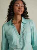 odzież Alcott blusa w puro lino wh2 biały kobiety 2TXFF6223 - Image 4