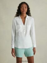 odzież Alcott blusa w puro lino wh2 biały kobiety 2TXFF624 - Image 2