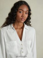 odzież Alcott blusa w puro lino wh2 biały kobiety 2TXFF624 - Image 4