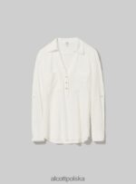 odzież Alcott blusa w puro lino wh2 biały kobiety 2TXFF624 - Image 6