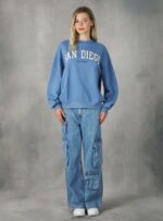 odzież Alcott Bluza o wygodnym kroju typu college z okrągłym dekoltem średni az2 azzurre kobiety 2TXFF6213