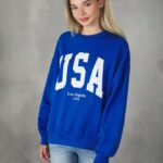 odzież Alcott Bluza o wygodnym kroju typu college z okrągłym dekoltem średni az2 azzurre kobiety 2TXFF6413