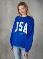 odzież Alcott Bluza o wygodnym kroju typu college z okrągłym dekoltem średni az2 azzurre kobiety 2TXFF6413
