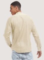 odzież Alcott camicia 100% lino collo coreano az3 lazurowe światło mężczyźni 2TXFF6857 - Image 3