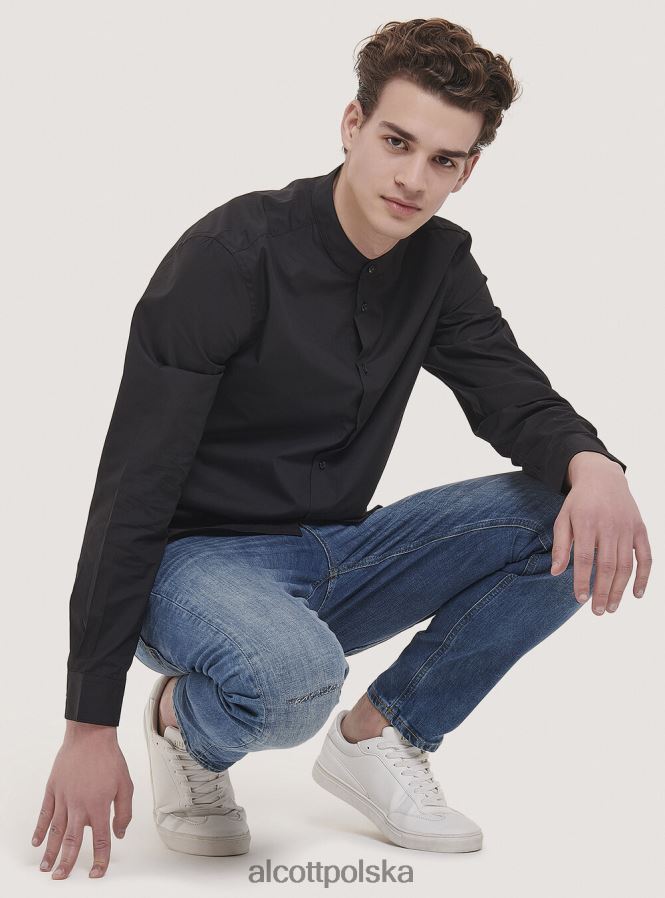 odzież Alcott camicia a maniche lunghe con collo coreano biały mężczyźni 2TXFF6807 - Image 2