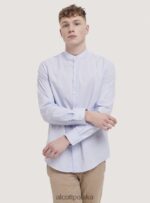 odzież Alcott camicia a maniche lunghe con collo coreano biały mężczyźni 2TXFF6992 - Image 3