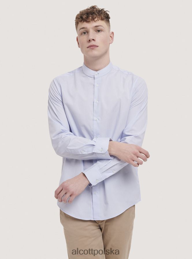 odzież Alcott camicia a maniche lunghe con collo coreano biały mężczyźni 2TXFF6992 - Image 3