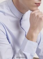 odzież Alcott camicia a maniche lunghe con collo coreano biały mężczyźni 2TXFF6992 - Image 6