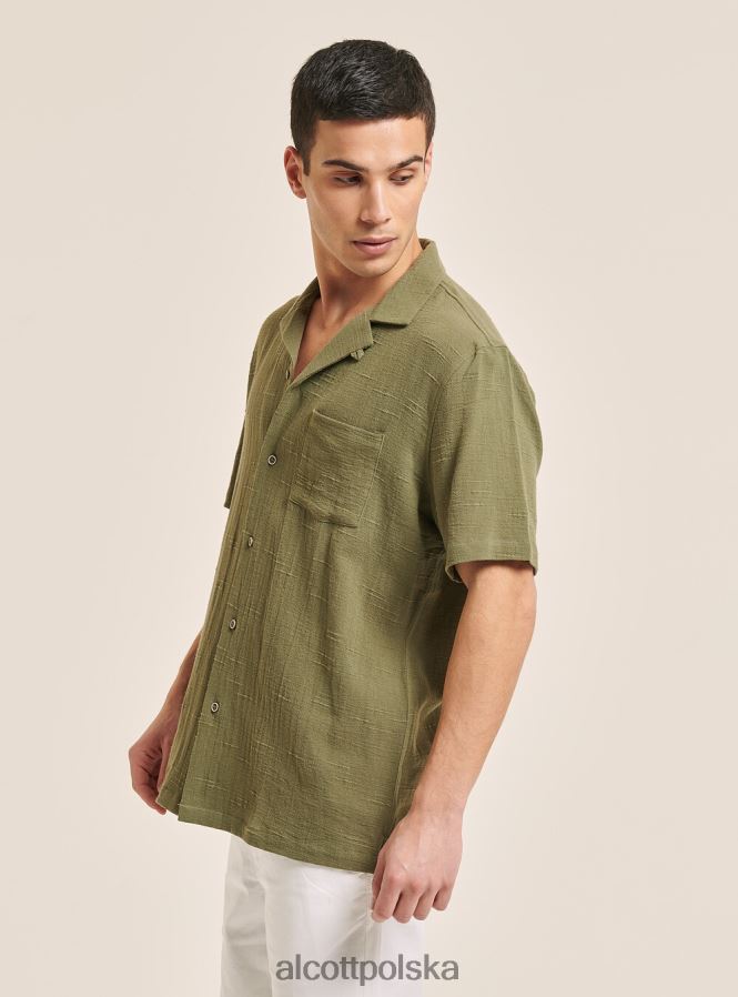 odzież Alcott camicia collo kręgielnia w misto con taschino wh1 ecru mężczyźni 2TXFF6820 - Image 4