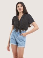 odzież Alcott camicia upraw con nodo czarny kobiety 2TXFF6322