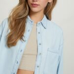 odzież Alcott camicia w dżinsowym rozmiarze oversize d007 jasny lazur kobiety 2TXFF6423