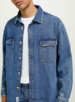 odzież Alcott camicia z denimu oversize z tasconi d006 lazur mężczyźni 2TXFF6641 - Image 3