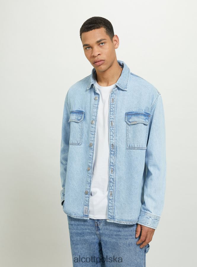 odzież Alcott camicia z denimu oversize z tasconi d006 lazur mężczyźni 2TXFF6672 - Image 3