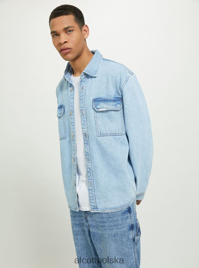 odzież Alcott camicia z denimu oversize z tasconi d006 lazur mężczyźni 2TXFF6672 - Image 4