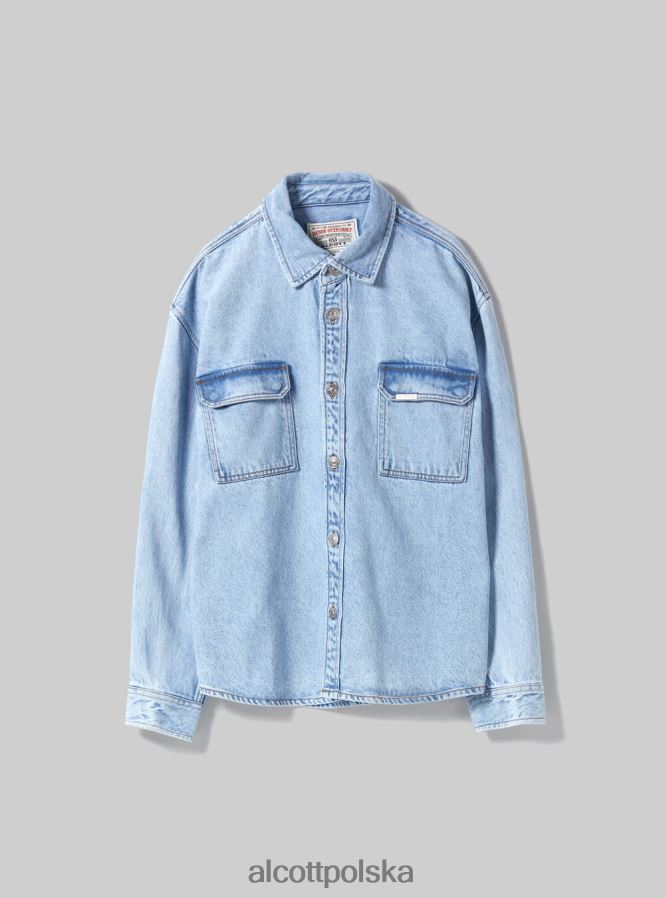 odzież Alcott camicia z denimu oversize z tasconi d006 lazur mężczyźni 2TXFF6672 - Image 6