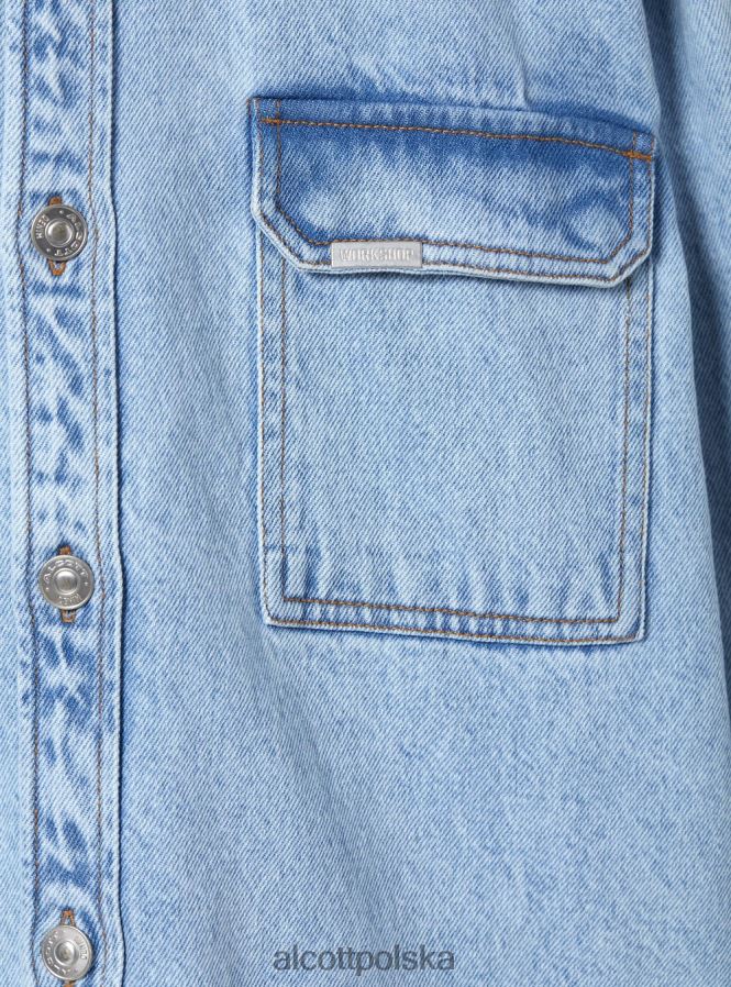 odzież Alcott camicia z denimu oversize z tasconi d006 lazur mężczyźni 2TXFF6672 - Image 7