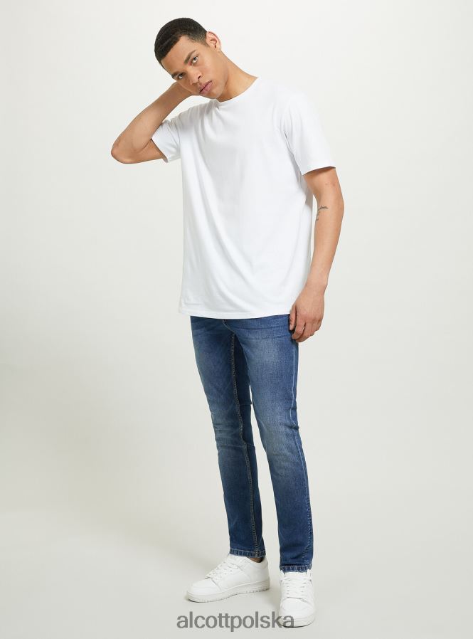 odzież Alcott Dżinsy skinny fit z elastycznego denimu d002 średni ciemnoniebieski mężczyźni 2TXFF61150 - Image 3