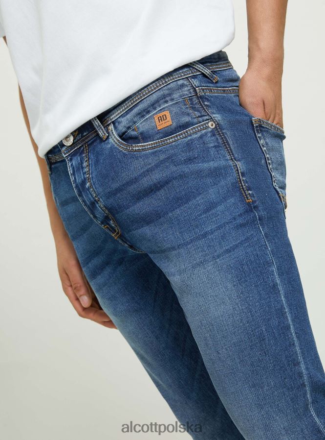 odzież Alcott Dżinsy skinny fit z elastycznego denimu d002 średni ciemnoniebieski mężczyźni 2TXFF61150 - Image 4