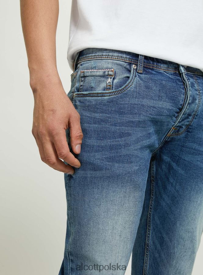 odzież Alcott Dżinsy skinny fit z elastycznego denimu d002 średni ciemnoniebieski mężczyźni 2TXFF61152 - Image 4