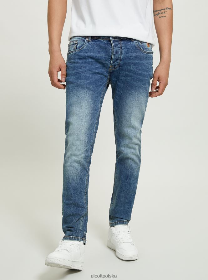 odzież Alcott Dżinsy skinny fit z elastycznego denimu d002 średni ciemnoniebieski mężczyźni 2TXFF61152 - Image 1