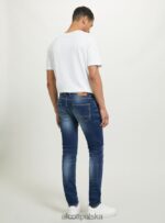 odzież Alcott Dżinsy skinny fit z elastycznego denimu d002 średni ciemnoniebieski mężczyźni 2TXFF6692 - Image 5