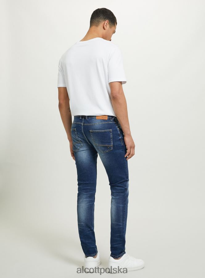 odzież Alcott Dżinsy skinny fit z elastycznego denimu d002 średni ciemnoniebieski mężczyźni 2TXFF6692 - Image 5