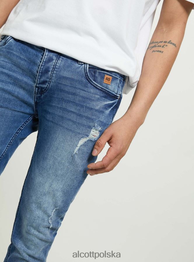 odzież Alcott Dżinsy skinny fit z elastycznego denimu d002 średni ciemnoniebieski mężczyźni 2TXFF6921 - Image 4