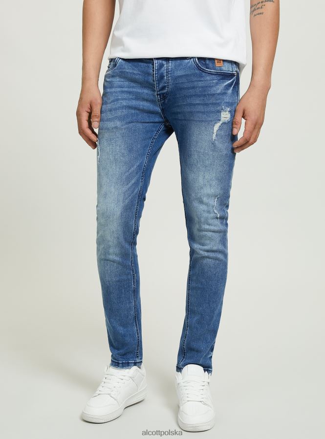 odzież Alcott Dżinsy skinny fit z elastycznego denimu d002 średni ciemnoniebieski mężczyźni 2TXFF6921 - Image 1