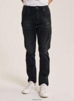 odzież Alcott Dżinsy slim fit z bawełny czarny mężczyźni 2TXFF6907