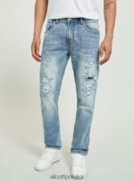odzież Alcott Dżinsy slim fit ze stretchem i przetarciami d007 jasny lazur mężczyźni 2TXFF6678 - Image 2