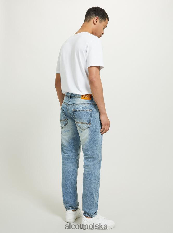 odzież Alcott Dżinsy slim fit ze stretchem i przetarciami d007 jasny lazur mężczyźni 2TXFF6678 - Image 5