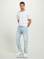 odzież Alcott Dżinsy slim fit ze stretchem i przetarciami d007 jasny lazur mężczyźni 2TXFF6686 - Image 3