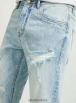 odzież Alcott Dżinsy slim fit ze stretchem i przetarciami d007 jasny lazur mężczyźni 2TXFF6686 - Image 4