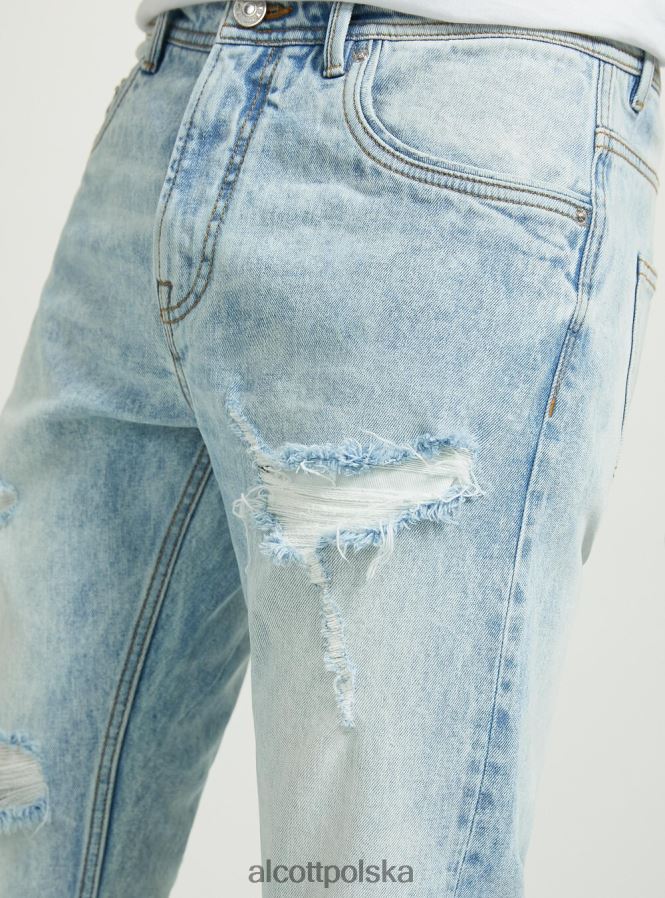 odzież Alcott Dżinsy slim fit ze stretchem i przetarciami d007 jasny lazur mężczyźni 2TXFF6686 - Image 4