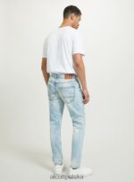 odzież Alcott Dżinsy slim fit ze stretchem i przetarciami d007 jasny lazur mężczyźni 2TXFF6686 - Image 5