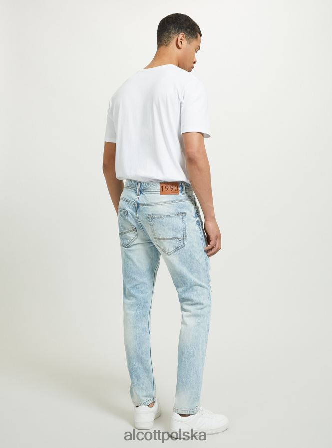 odzież Alcott Dżinsy slim fit ze stretchem i przetarciami d007 jasny lazur mężczyźni 2TXFF6686 - Image 5