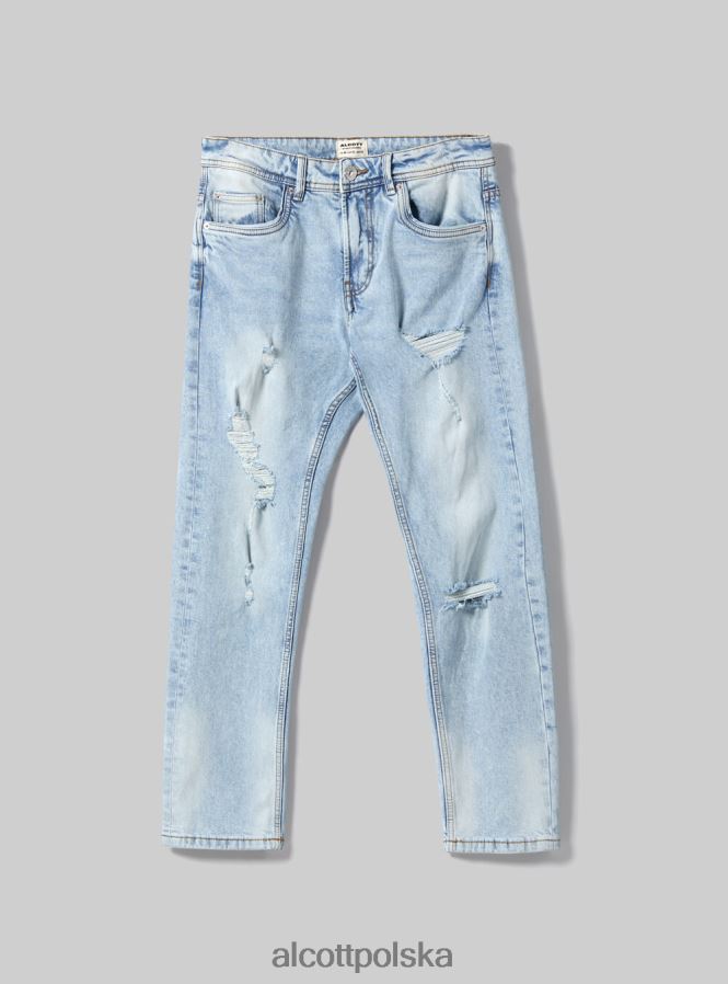 odzież Alcott Dżinsy slim fit ze stretchem i przetarciami d007 jasny lazur mężczyźni 2TXFF6686 - Image 6