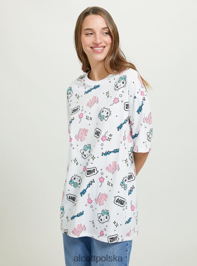 odzież Alcott Hello Kitty na całej koszulce w3 biały kobiety 2TXFF6470 - Image 4