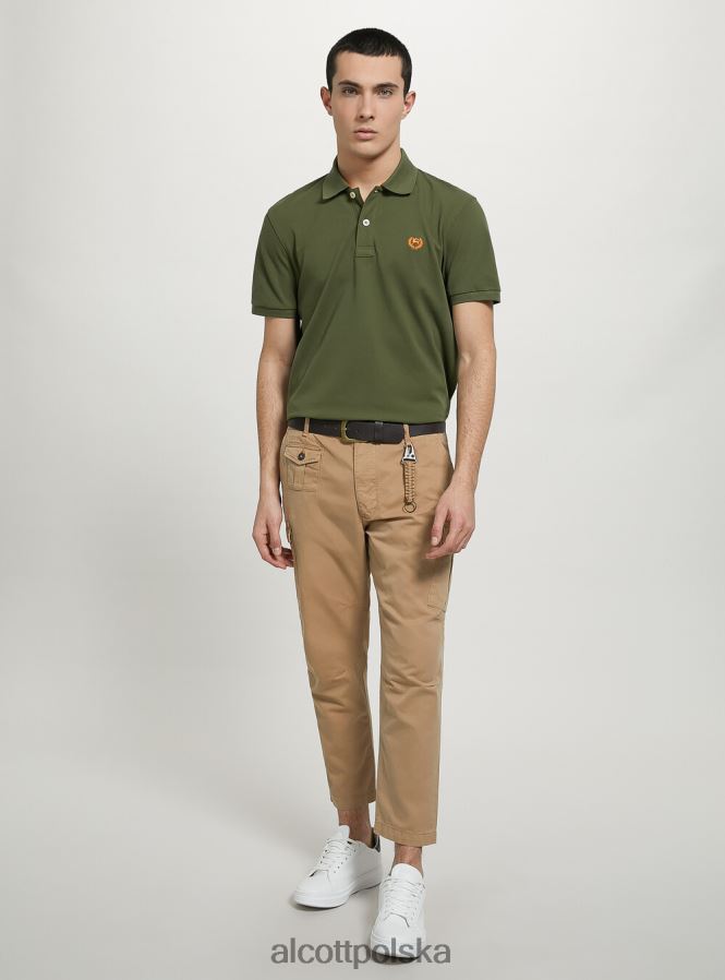 odzież Alcott Koszulka polo z bawełny pikowej z haftem w3 biały mężczyźni 2TXFF61159 - Image 3
