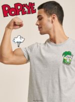 odzież Alcott koszulka popeye jasnoszary melanż mężczyźni 2TXFF61054