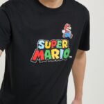 odzież Alcott koszulka Super Mario bk1 czarny mężczyźni 2TXFF6676