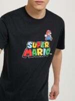 odzież Alcott koszulka Super Mario bk1 czarny mężczyźni 2TXFF6676
