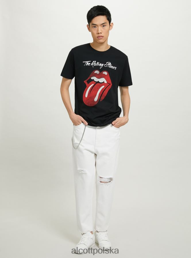 odzież Alcott koszulka z motywem Rolling Stones bk1 czarny mężczyźni 2TXFF6790 - Image 5