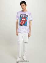 odzież Alcott koszulka z motywem Rolling Stones LC2 liliowy średni mężczyźni 2TXFF61101 - Image 4